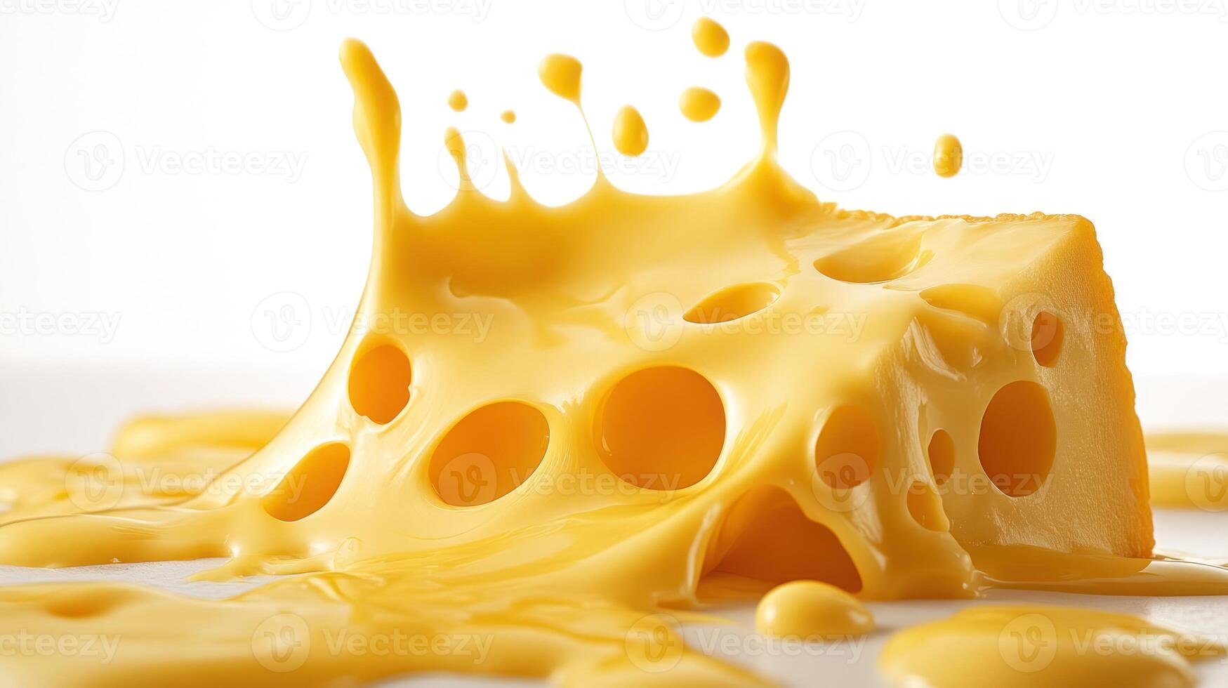 Melted Swiss Cheese with Large Holes and Splashes photo
