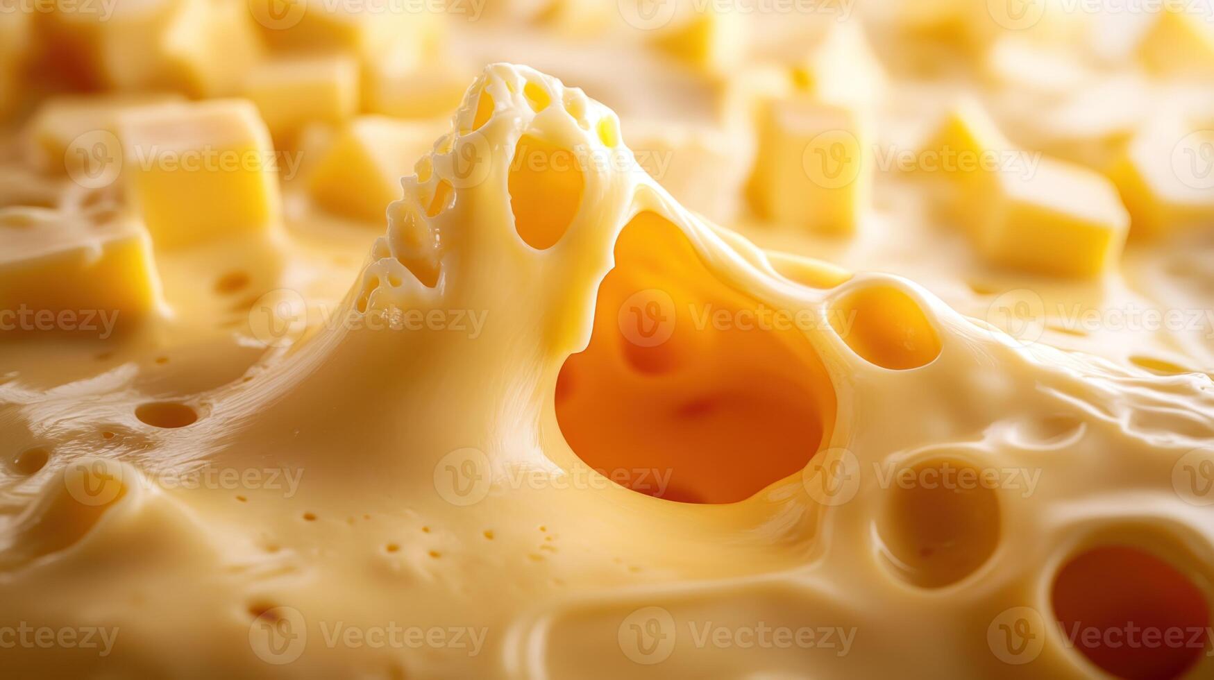 Close-up of a Melted Cheese with Holes photo