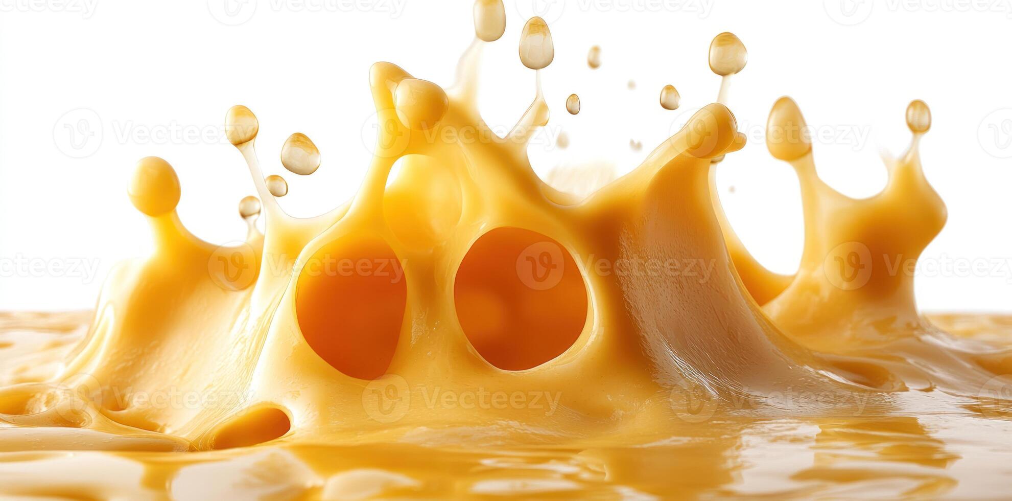 Golden Liquid Splash with Multiple Holes and Droplets photo