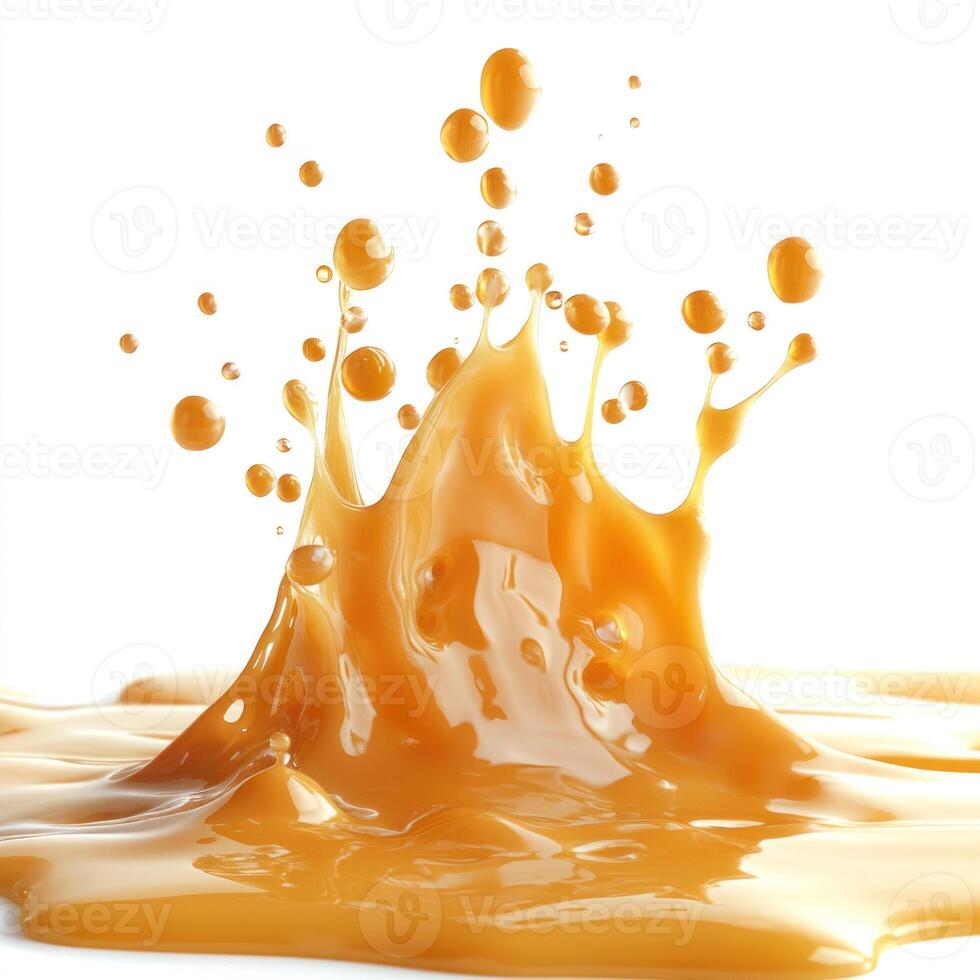 Caramel Sauce Splashing and Forming Puddles photo