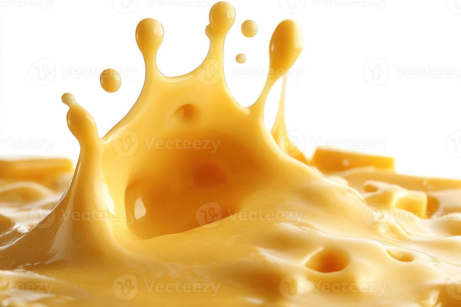A Splash of Yellow Cheese with Air Bubbles photo