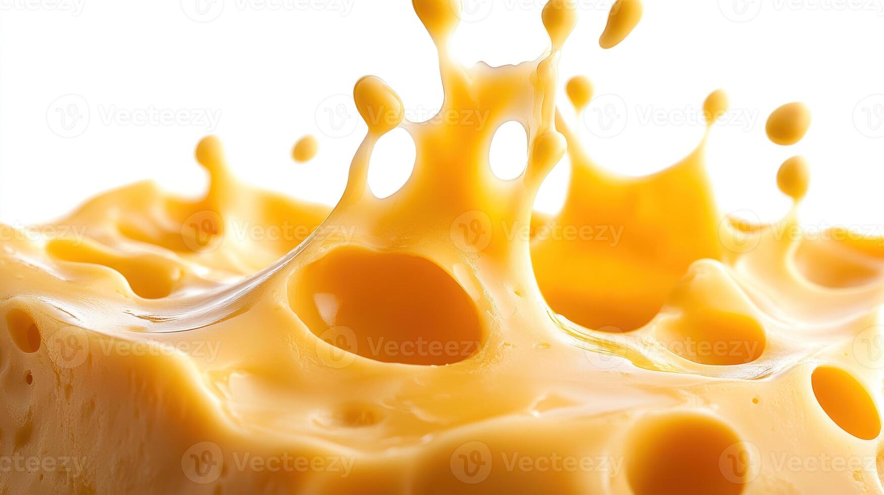 Close-up of a Yellow Cheese Splash with Air Bubbles photo