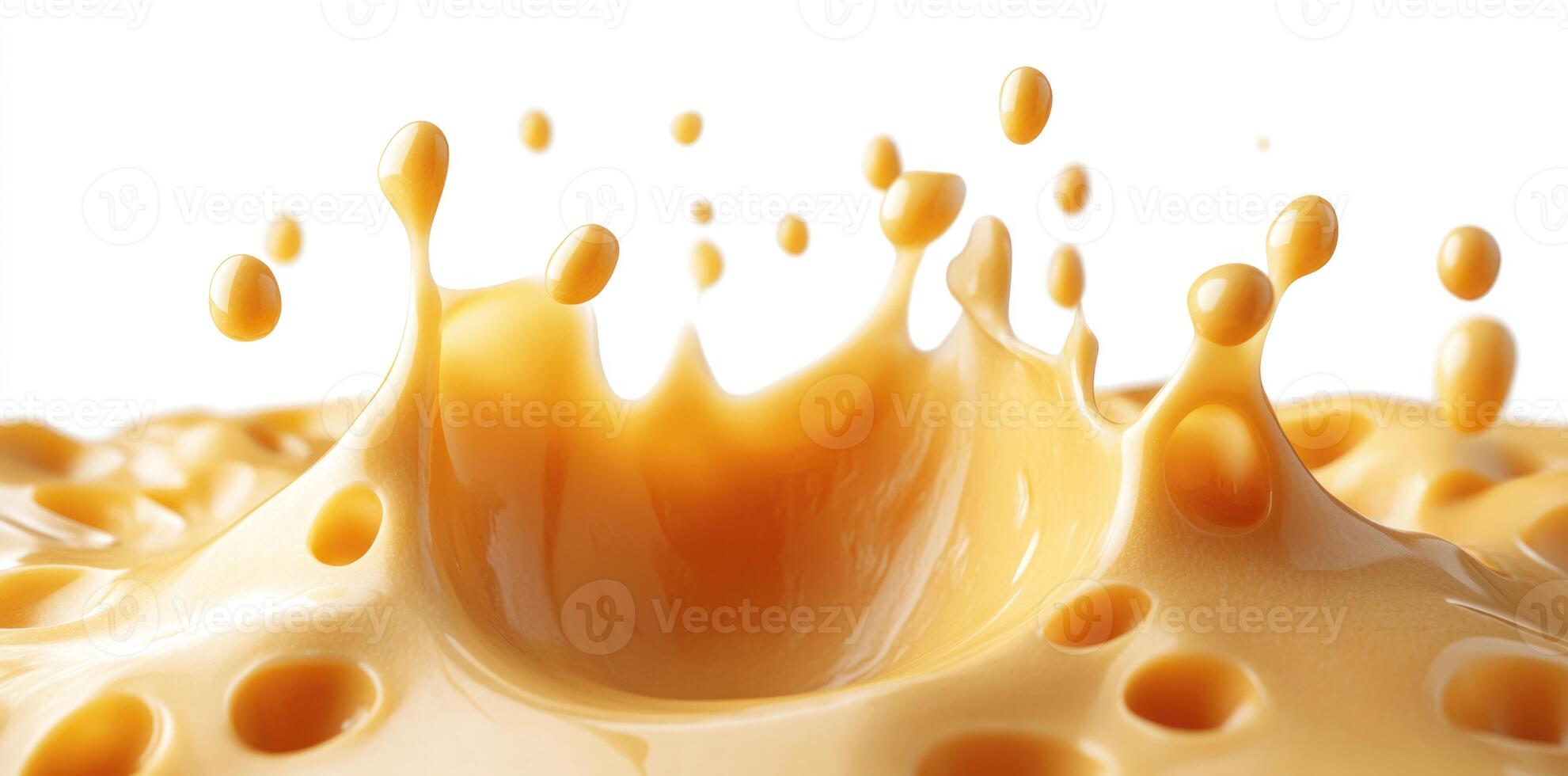 Close-up of a Caramel Sauce Splash with Droplets photo
