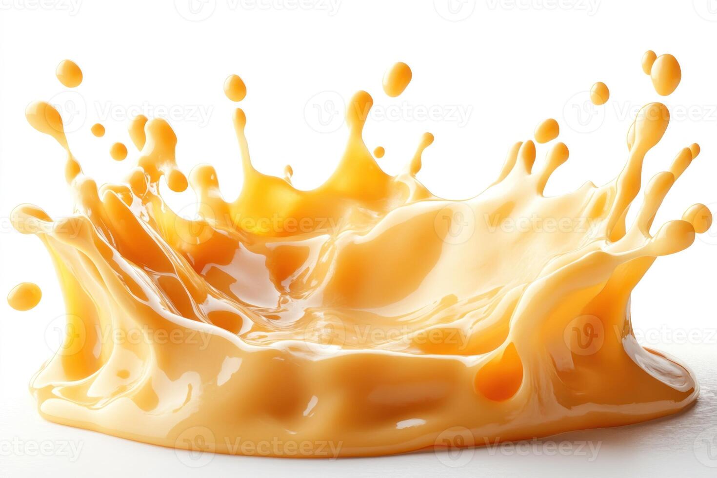Caramel Sauce Splash Isolated on White Background photo
