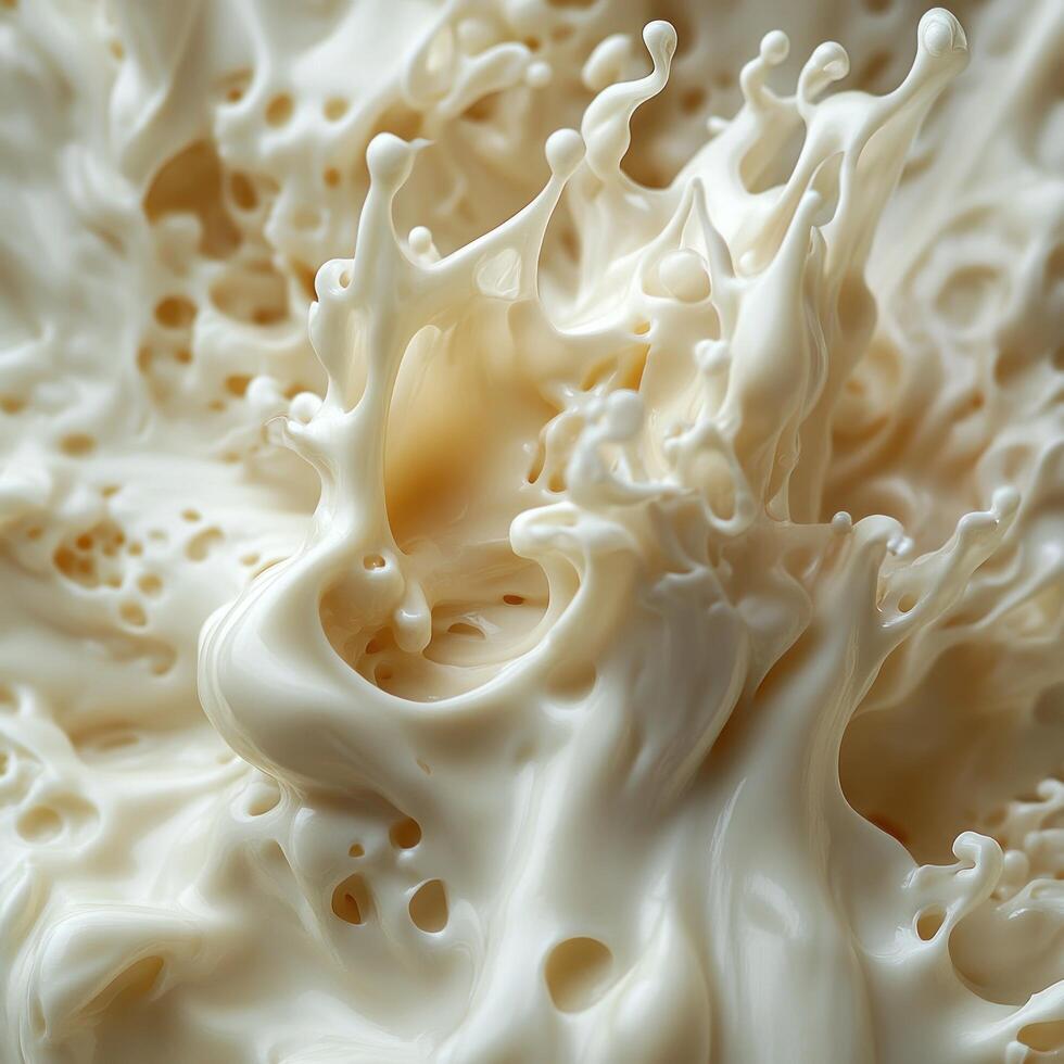 A Close-Up of Whipped Cream Forming Abstract Shapes photo