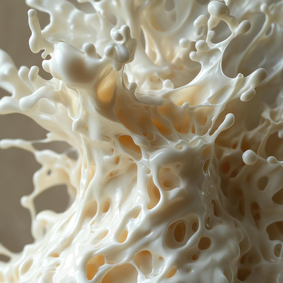 Abstract Close-Up of White Liquid Splashes photo