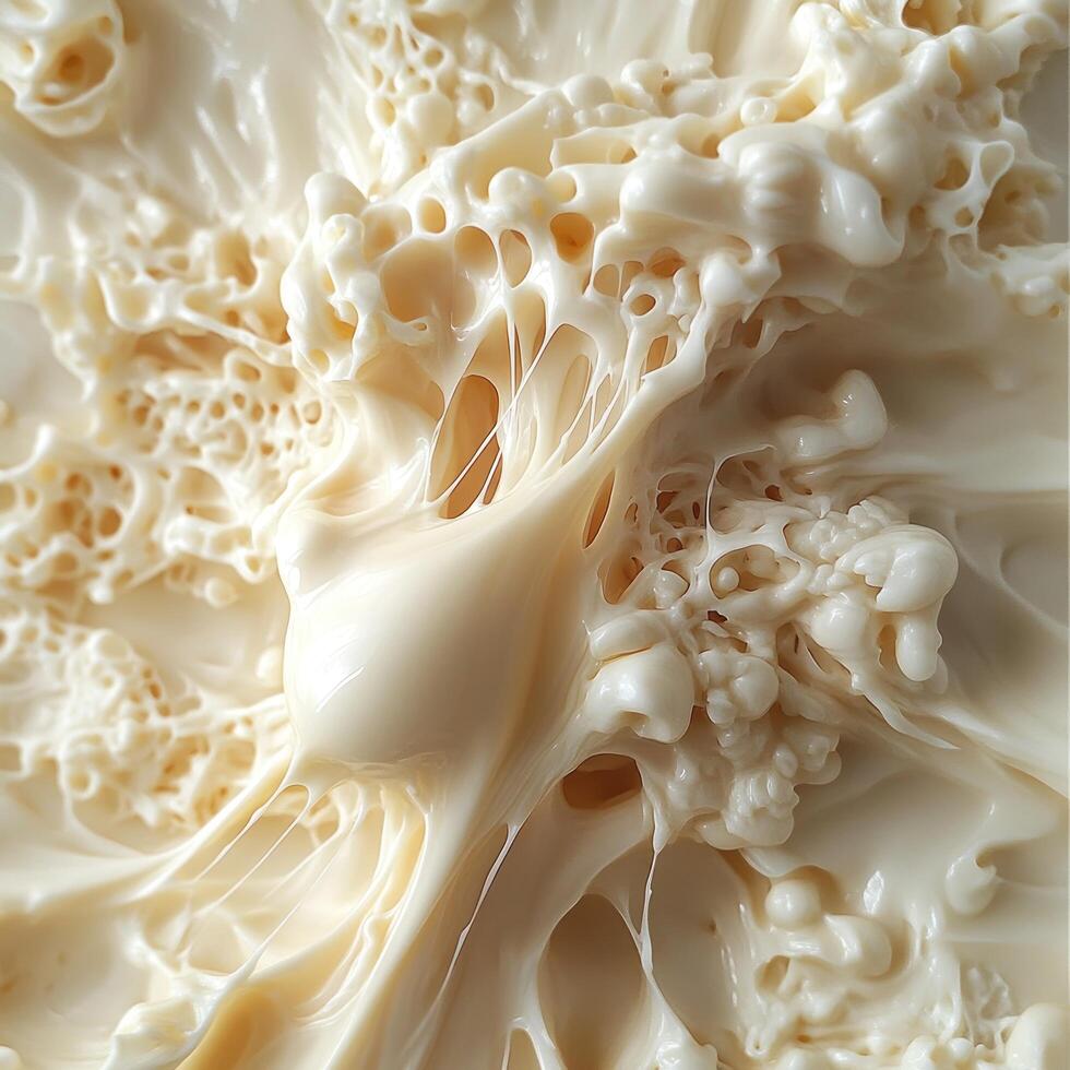 Abstract Creamy White Texture with Air Bubbles and Veins photo