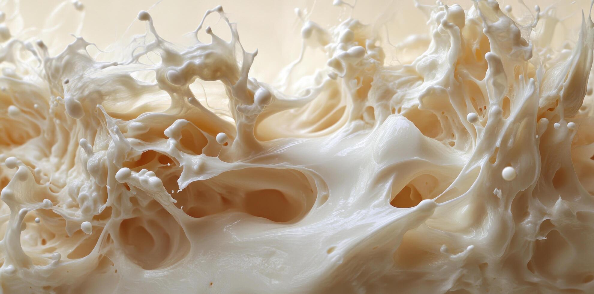 Whipped Cream Splash with Intricate Texture and Air Bubbles photo
