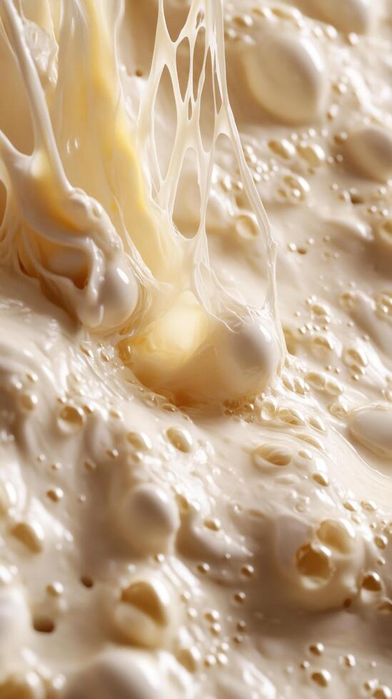 Close-up of Creamy White Liquid with Air Bubbles and a Stringy Texture photo