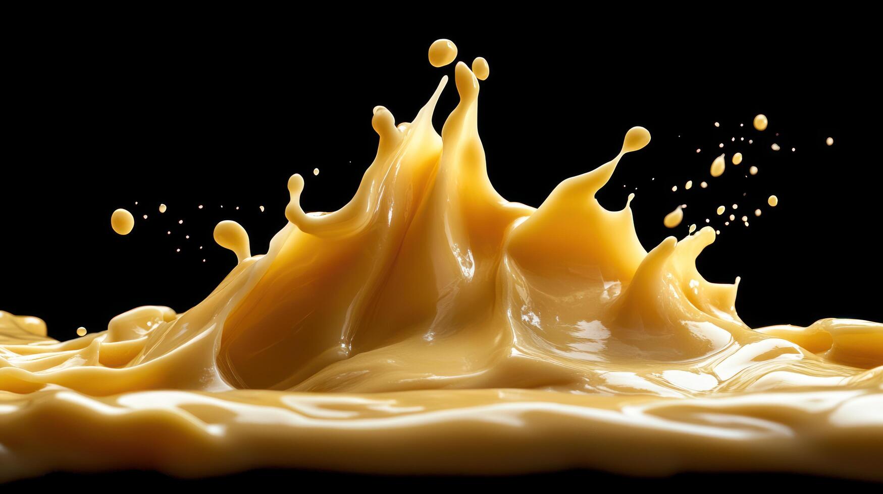 Golden Liquid Splashing and Creating a Dramatic Wave photo