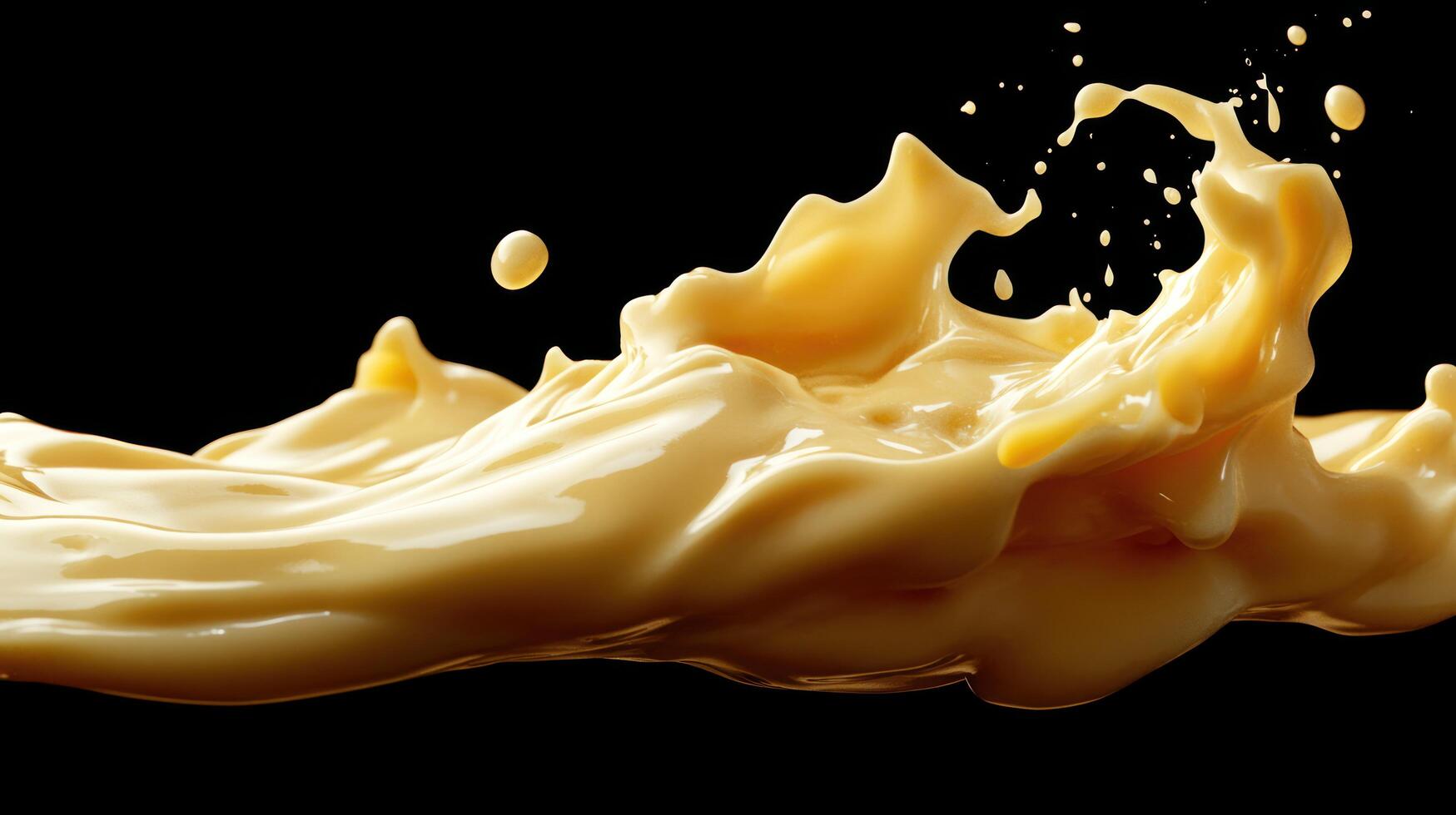 Caramel Syrup Splashing and Dripping on Black Background photo