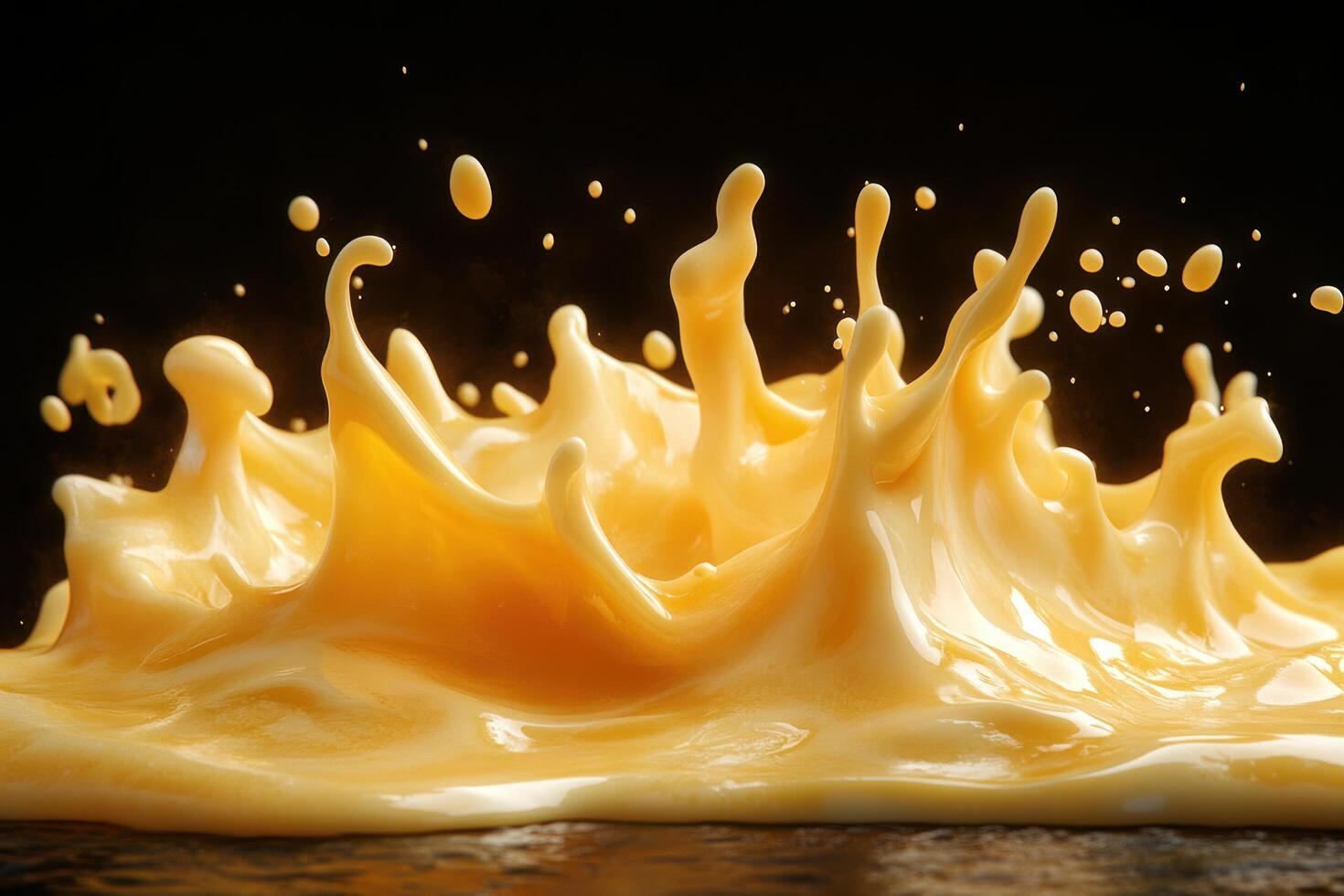 A Close-Up of a Golden Liquid Splash Against a Black Background photo