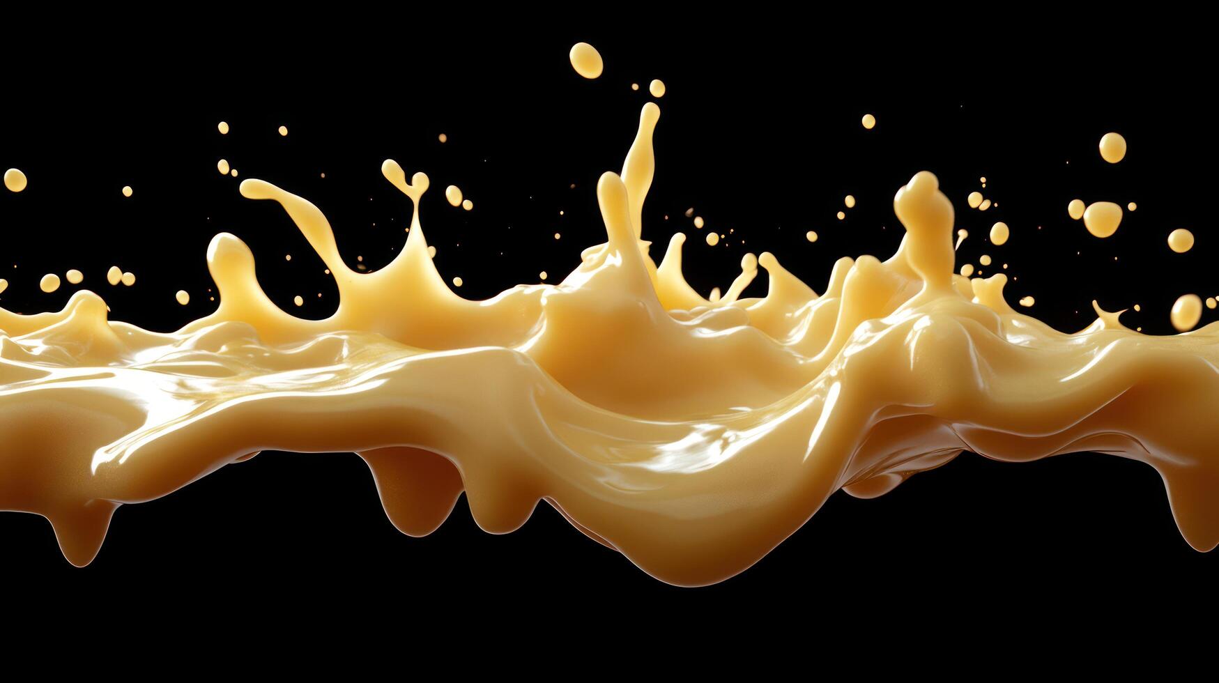 Caramel Sauce Splashing and Dripping on Black Background photo
