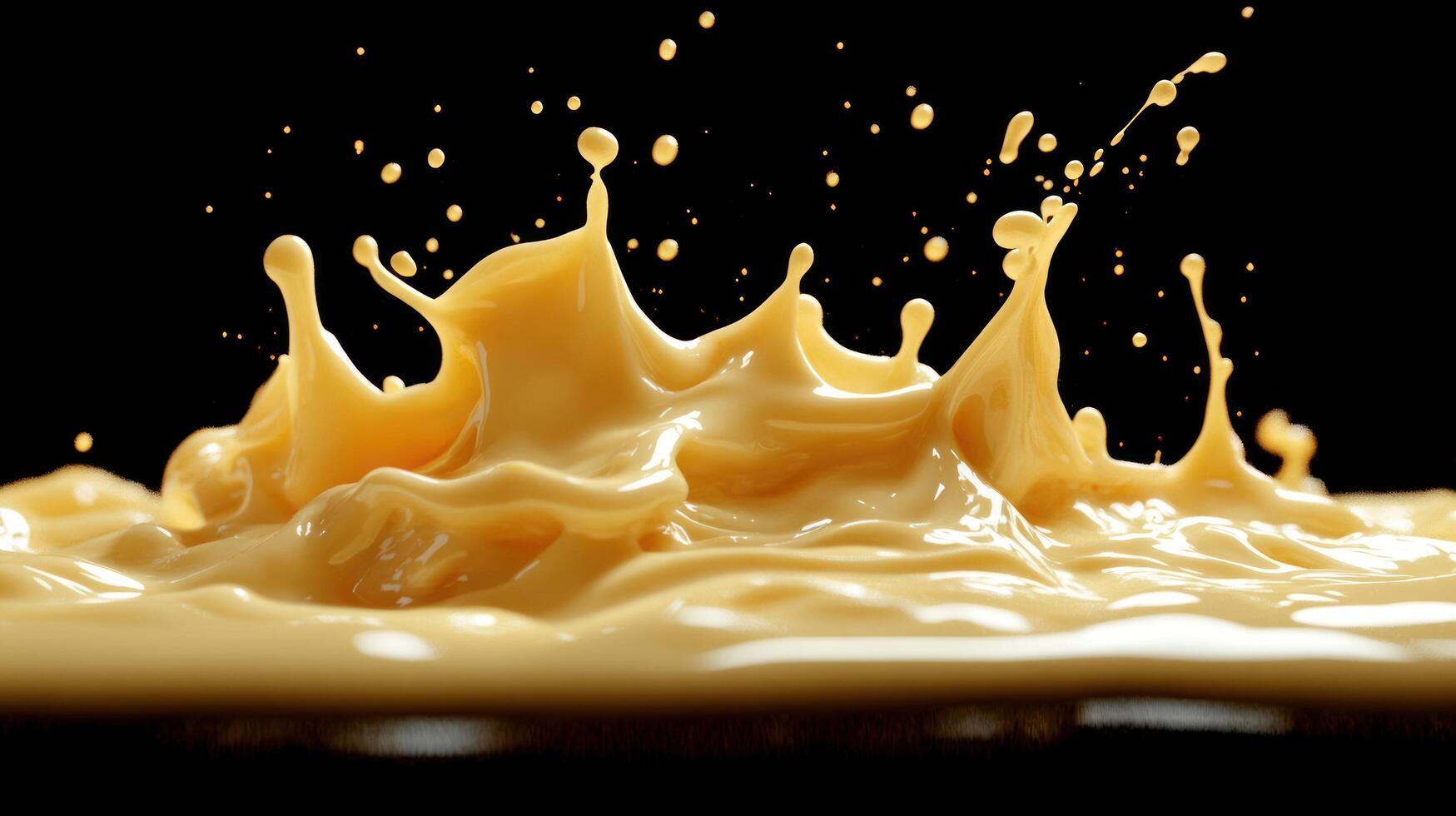 Golden Liquid Splashing and Dripping on Black Background photo