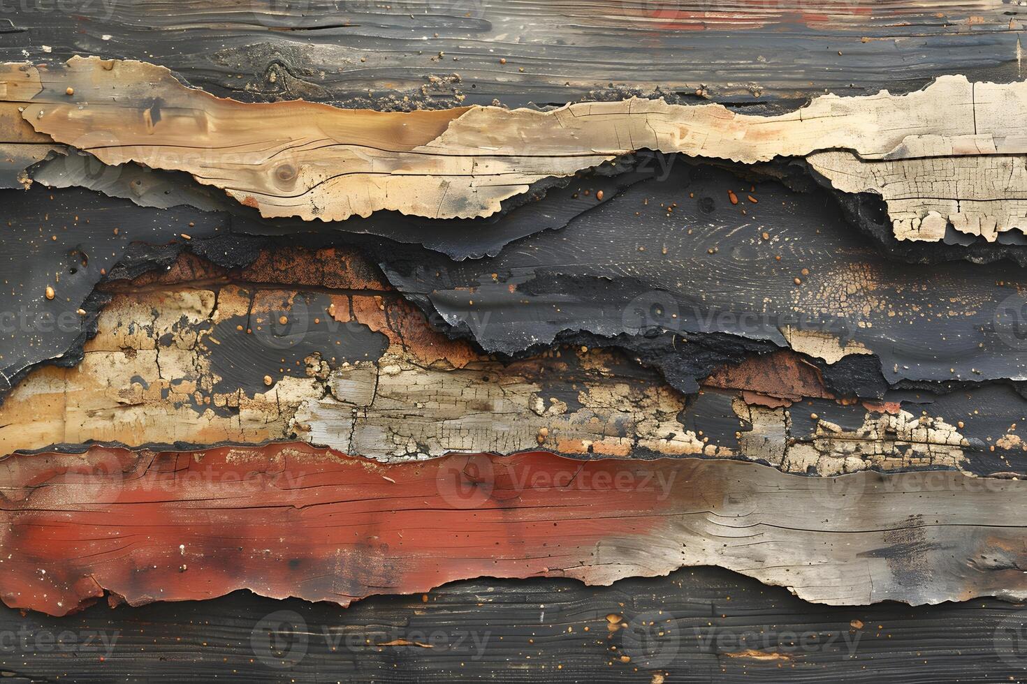 Abstract Texture of Weathered and Burnt Wood Layers for Artistic Background Design photo