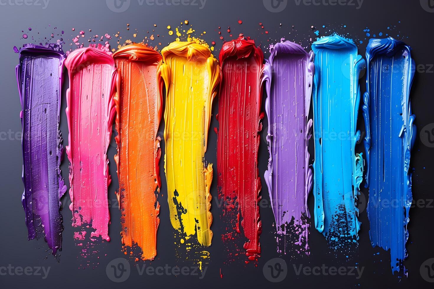 Vibrant Color Palette Strokes on Dark Background for Art and Design Concepts photo