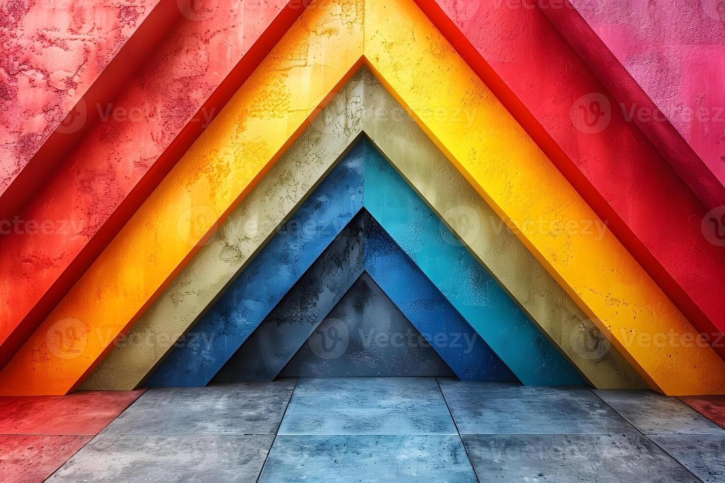 Vibrant Triangular Pattern with Textured Multicolor Layers for Modern Design photo