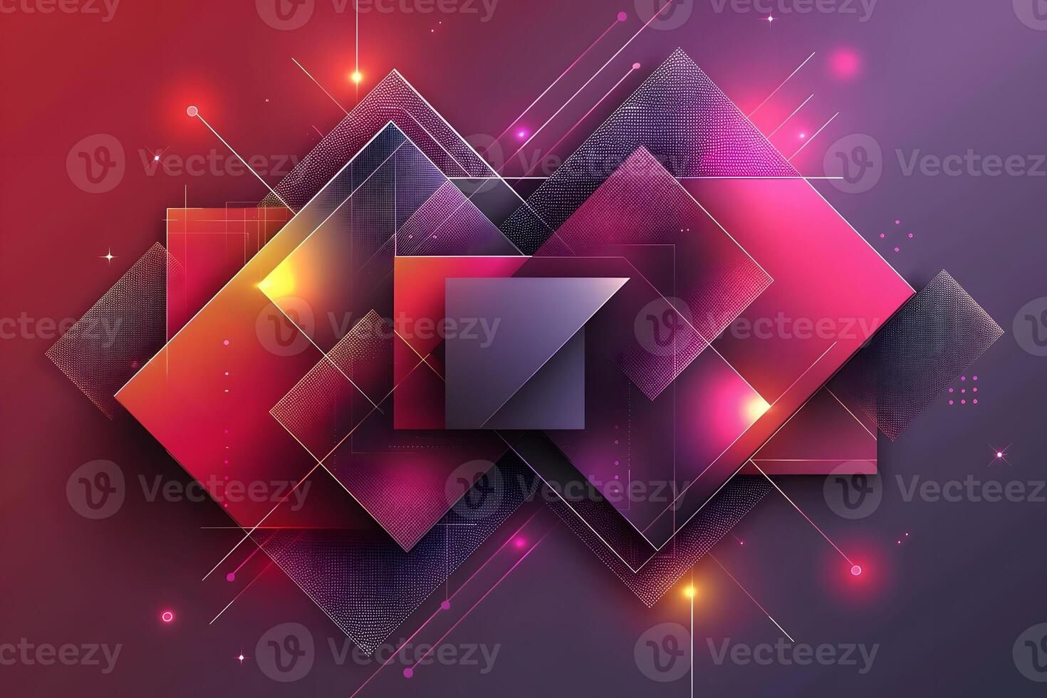 Abstract Geometric Digital Art with Vibrant Neon Colors for Modern Design photo