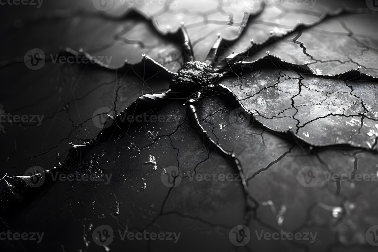 Cracked Earth Texture with Dramatic Lighting for Design and Art Concepts photo