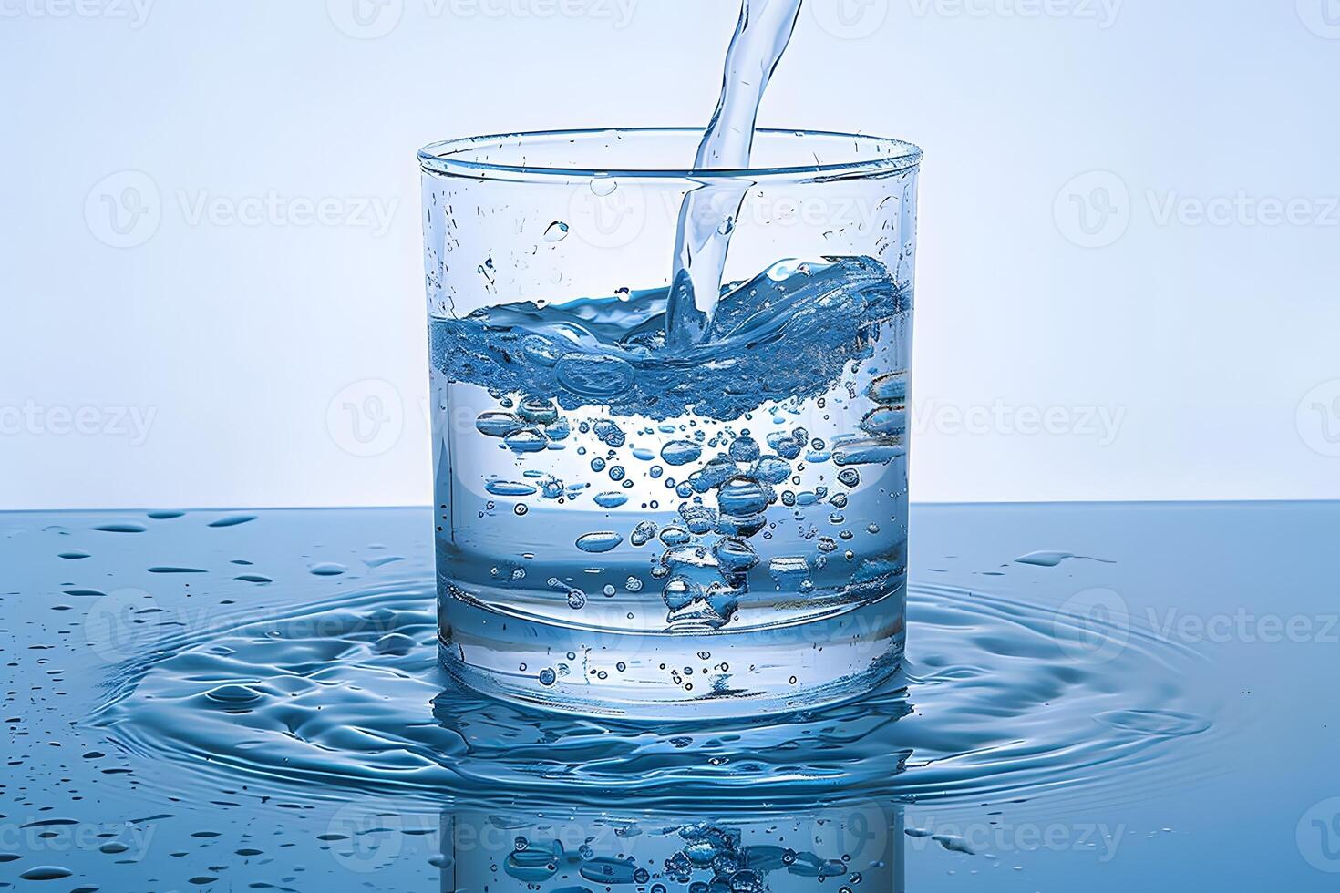 Refreshing Splash Crystal Clear Water Pouring into Glass for Hydration Concept photo