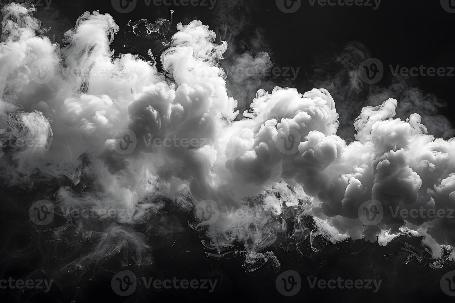 Dramatic Cloud of White Smoke Against Dark Background for Atmospheric Design photo