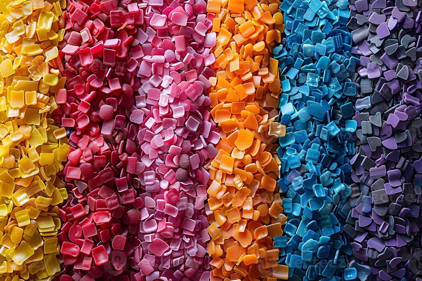 Colorful Rows of Recycled Plastic Pieces for Sustainable Design Projects photo