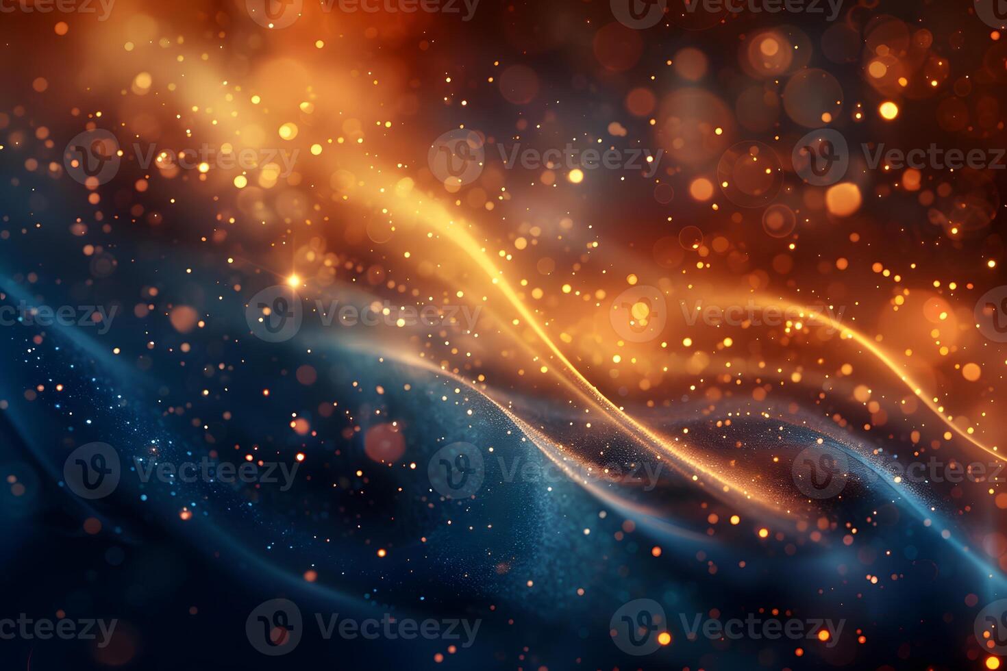 Abstract Glowing Wave with Bokeh Light Effects for Digital Art and Design photo