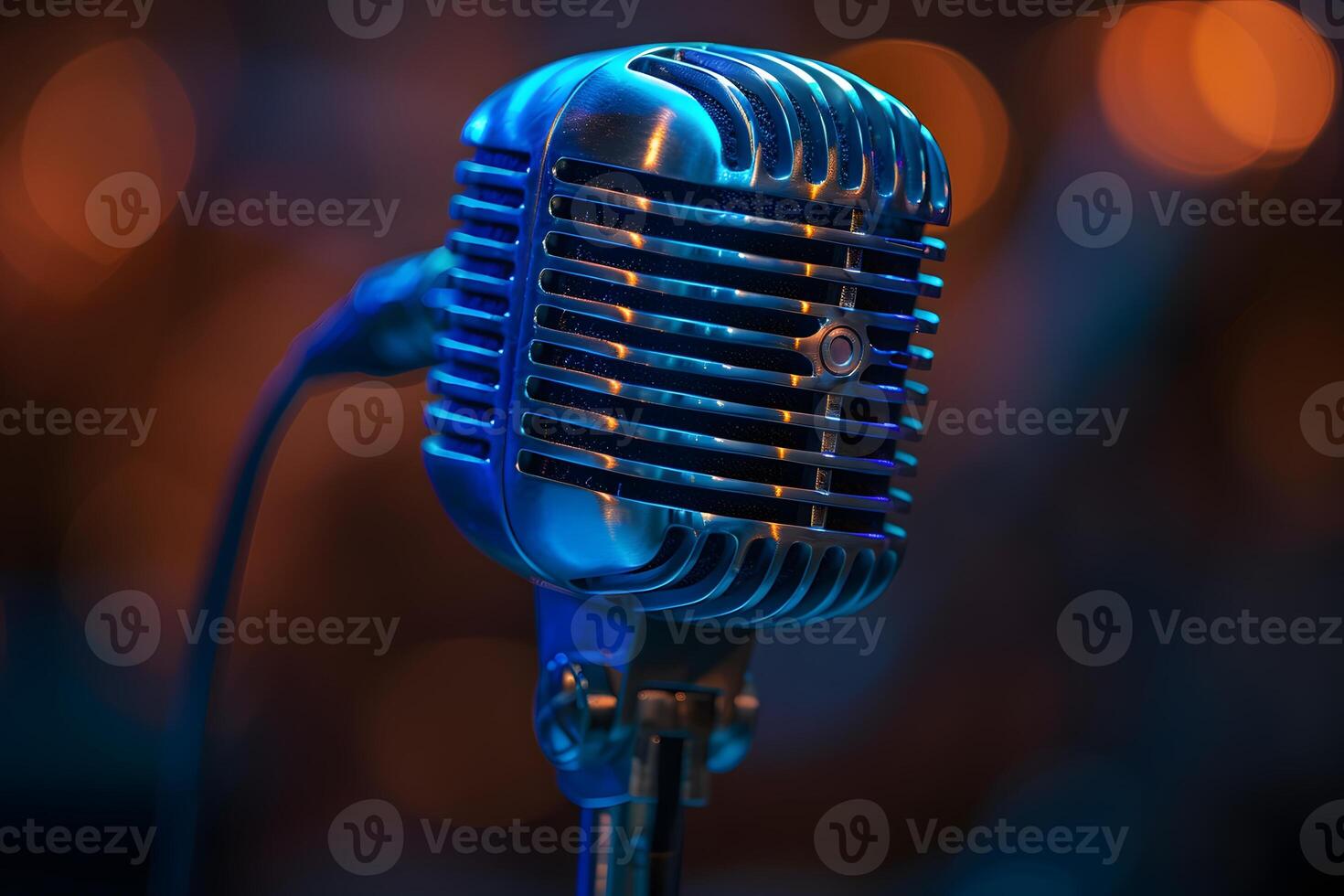 Retro Style Microphone with Warm Bokeh in Professional Studio Setting photo