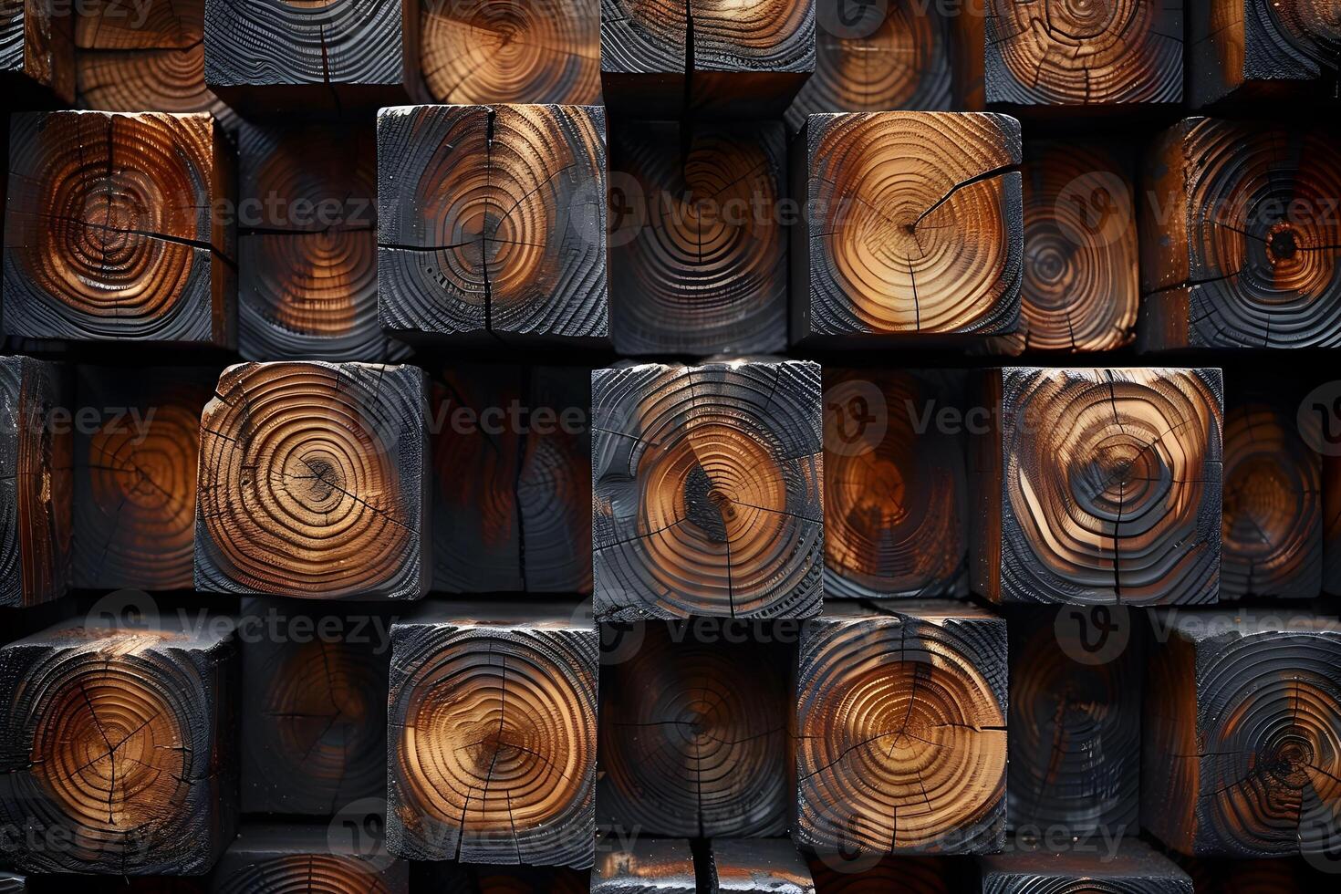 Stacked Wooden Cubes with Unique Grain Patterns for Architectural Design Projects photo