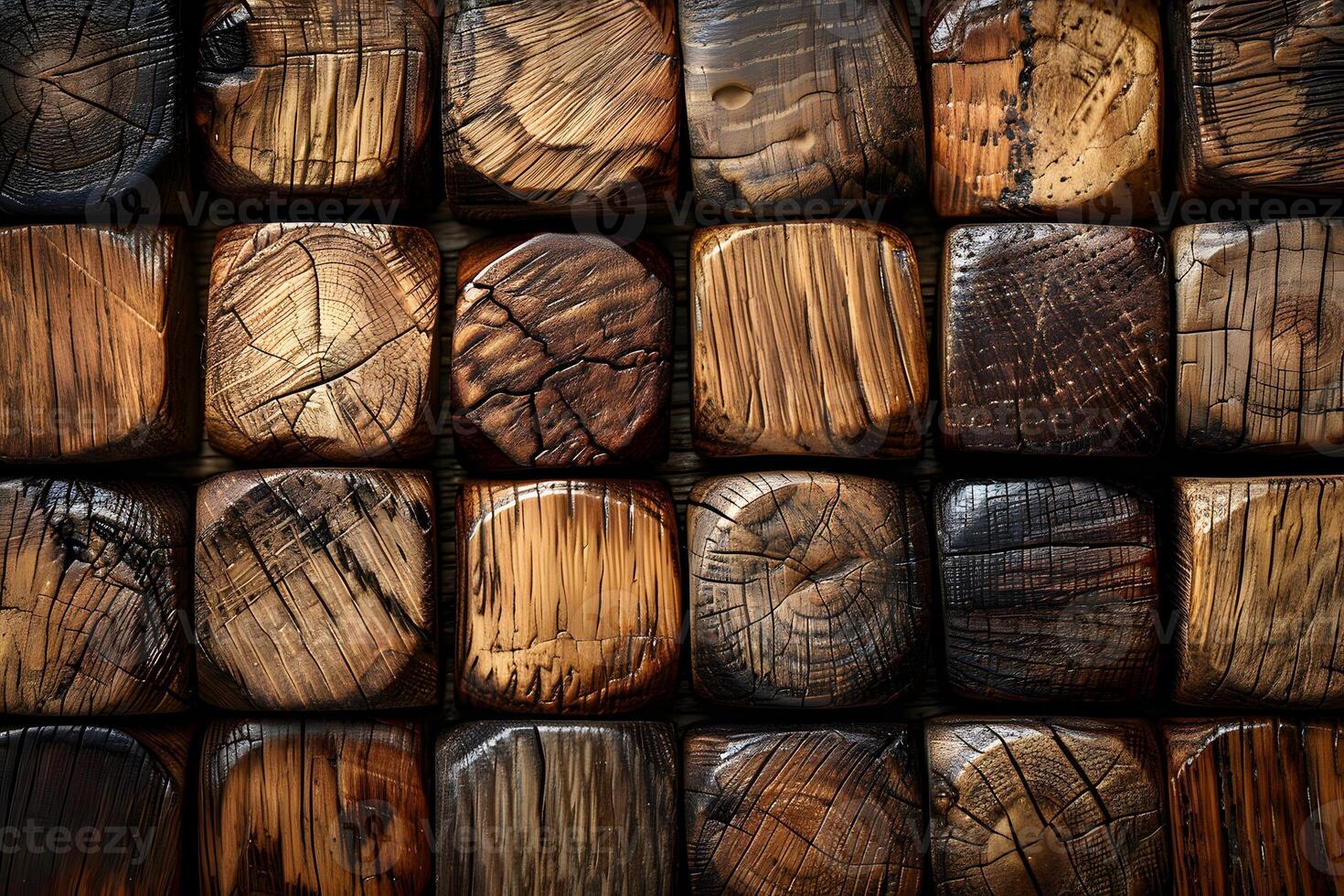 Rustic Wooden Texture with Patterned Blocks for Interior Design and Decoration photo