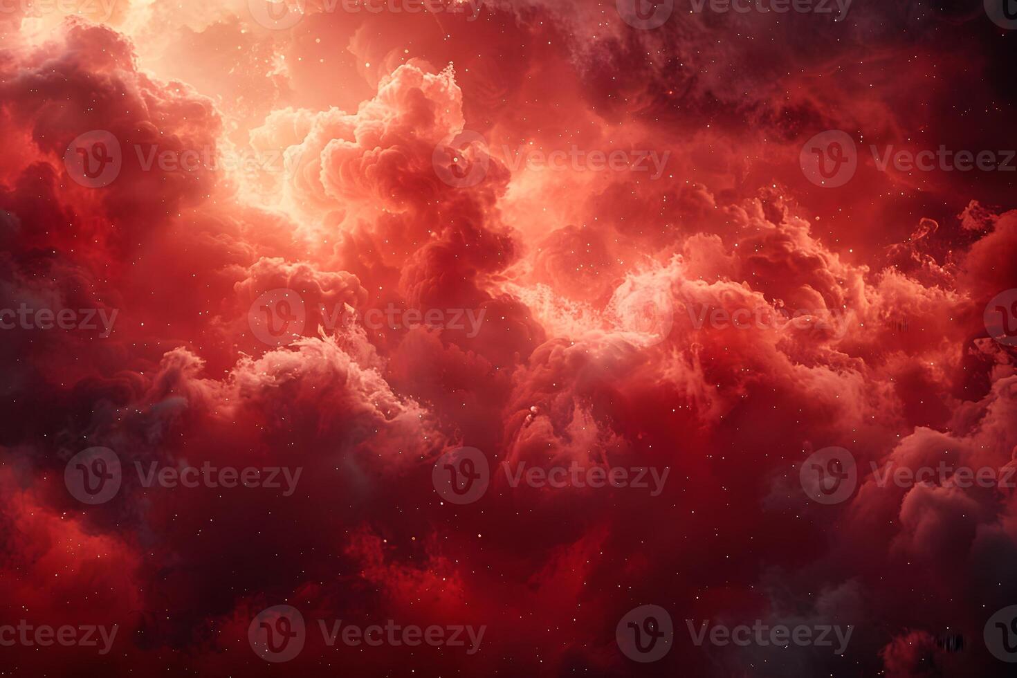 Dramatic Red Cloudscape with Ethereal Lighting for Creative Design Projects photo