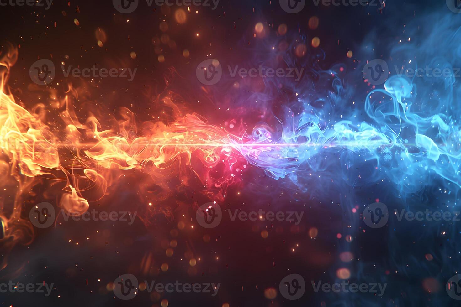 Abstract Concept of Fire and Ice Contrast for Creative Design and Poster Art photo