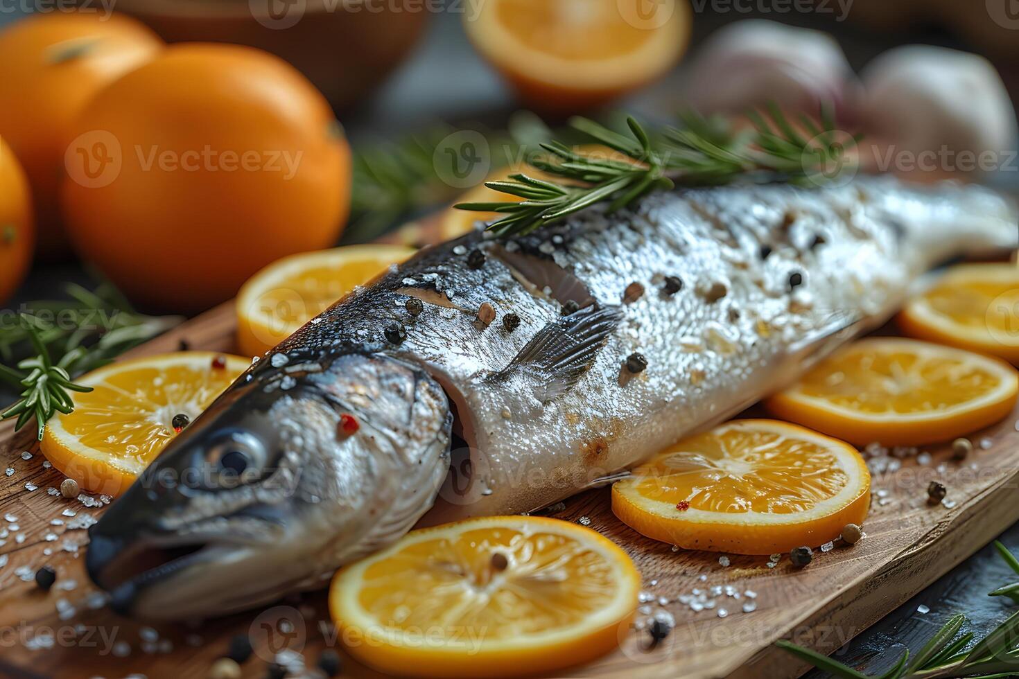 Fresh Sea Bass with Orange and Rosemary for Culinary Inspiration photo
