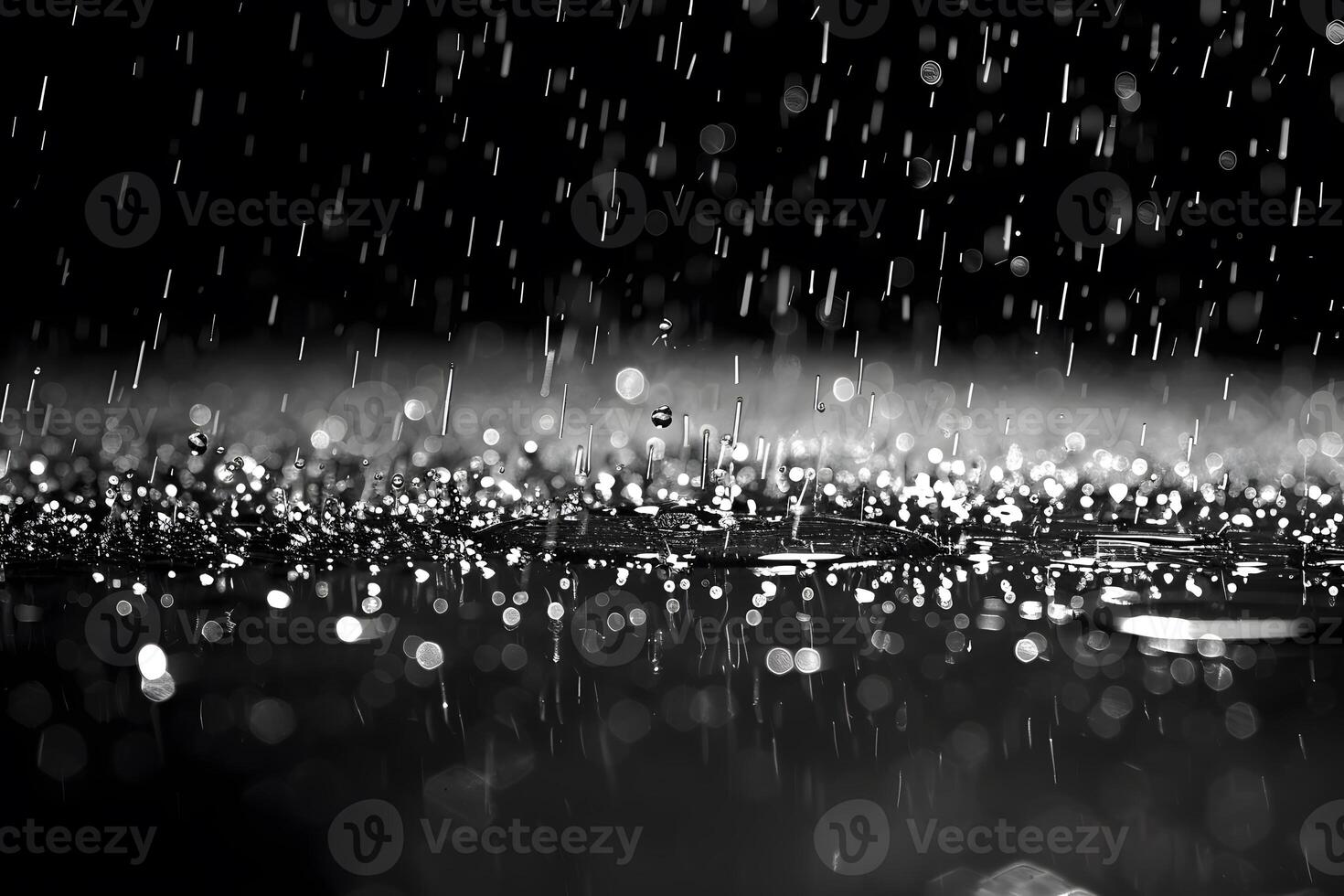 Rainfall Elegance Black and White Water Drop Photography for Atmospheric Design photo
