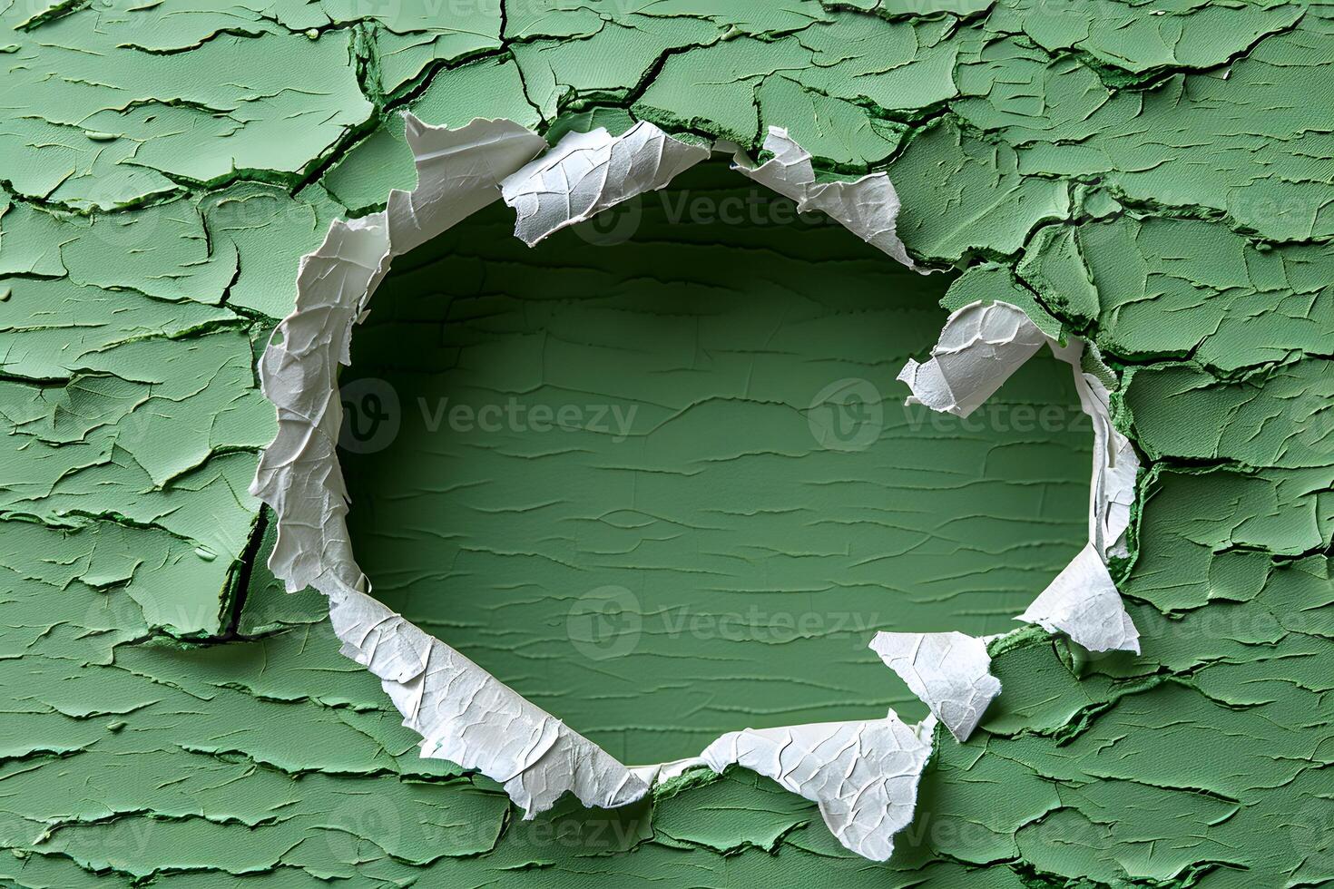 Torn Green Paper Hole Texture Abstract Background for Creative Design photo