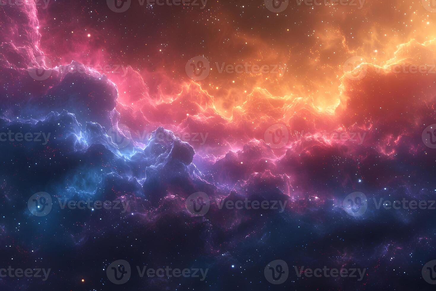 Vibrant Cosmic Nebula with Colorful Clouds and Stars Ideal for Space-Themed Decor and Design photo
