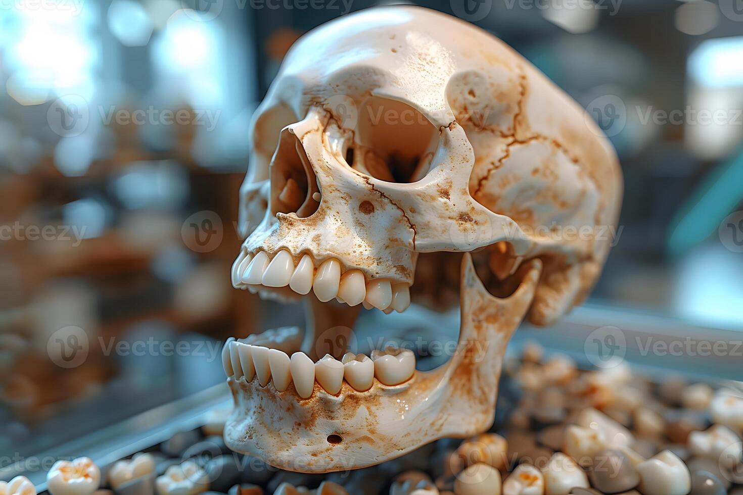 Human Skull Anatomy with Detailed Bones for Educational and Medical Use photo