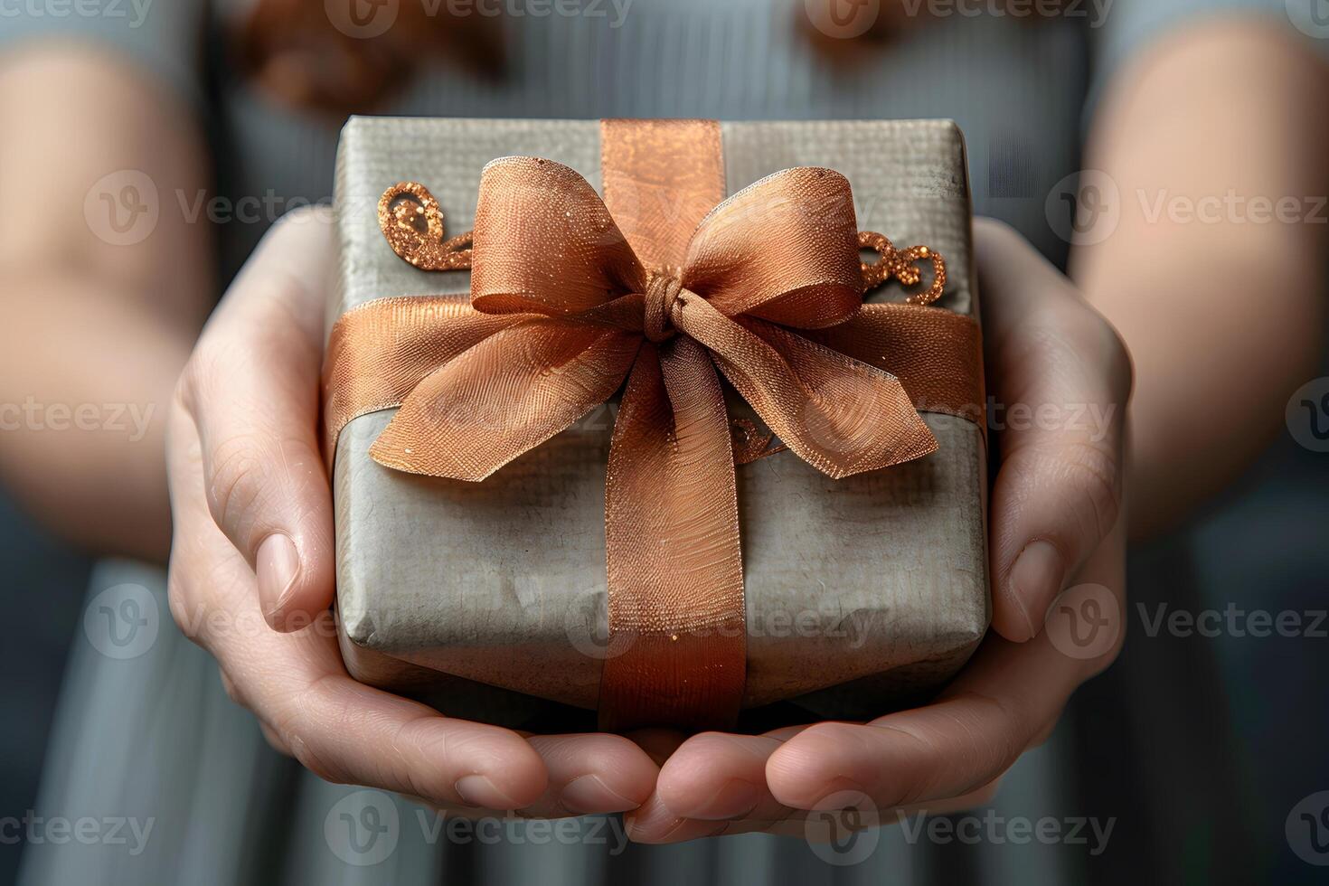 Gift Giving Concept with Wrapped Present and Ribbon for Celebrations and Holidays photo