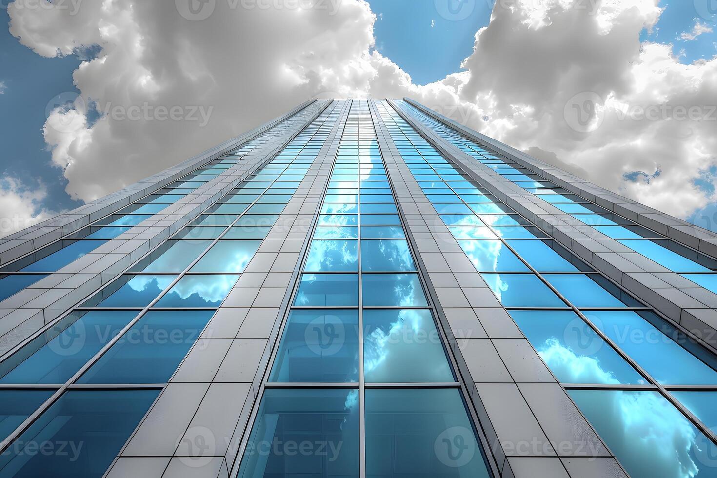 Modern Skyscraper with Reflective Glass Against a Cloudy Sky - Urban Architecture photo