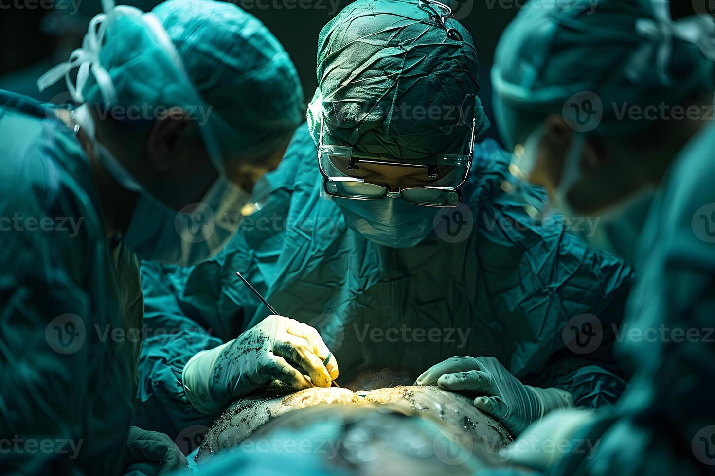 Surgical Team Performing Surgery in Operating Room with Precision and Focus photo