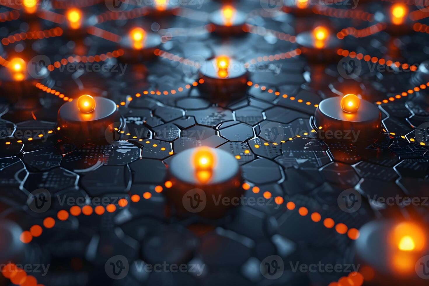 Futuristic Technology Network with Glowing Circuitry Elements for Digital Innovation photo