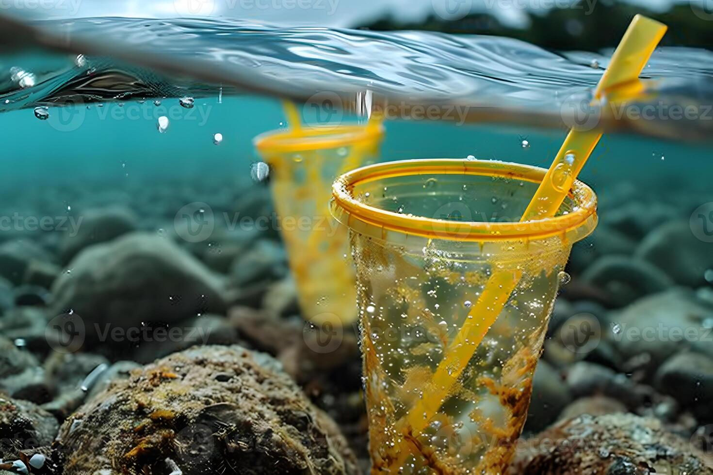 Environmental Impact of Plastic Pollution in Ocean Waters for Conservation Awareness photo