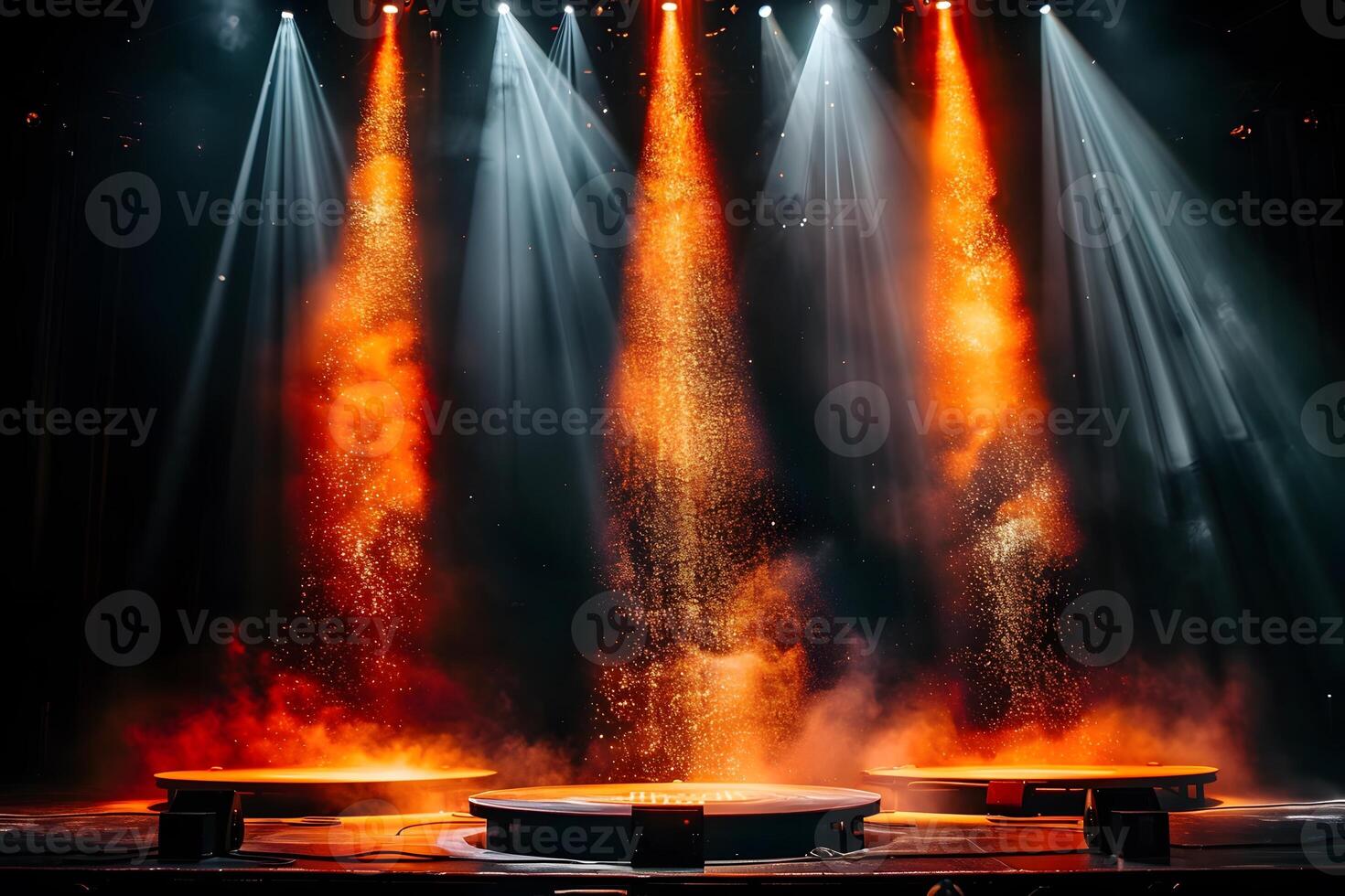 Dramatic Stage Lighting with Orange Smoke Effects for Theater and Concerts photo
