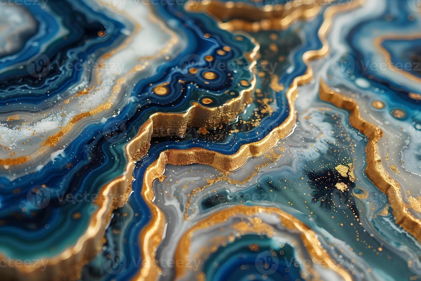 Abstract Geode Pattern with Blue and Gold Layers for Artistic Design photo