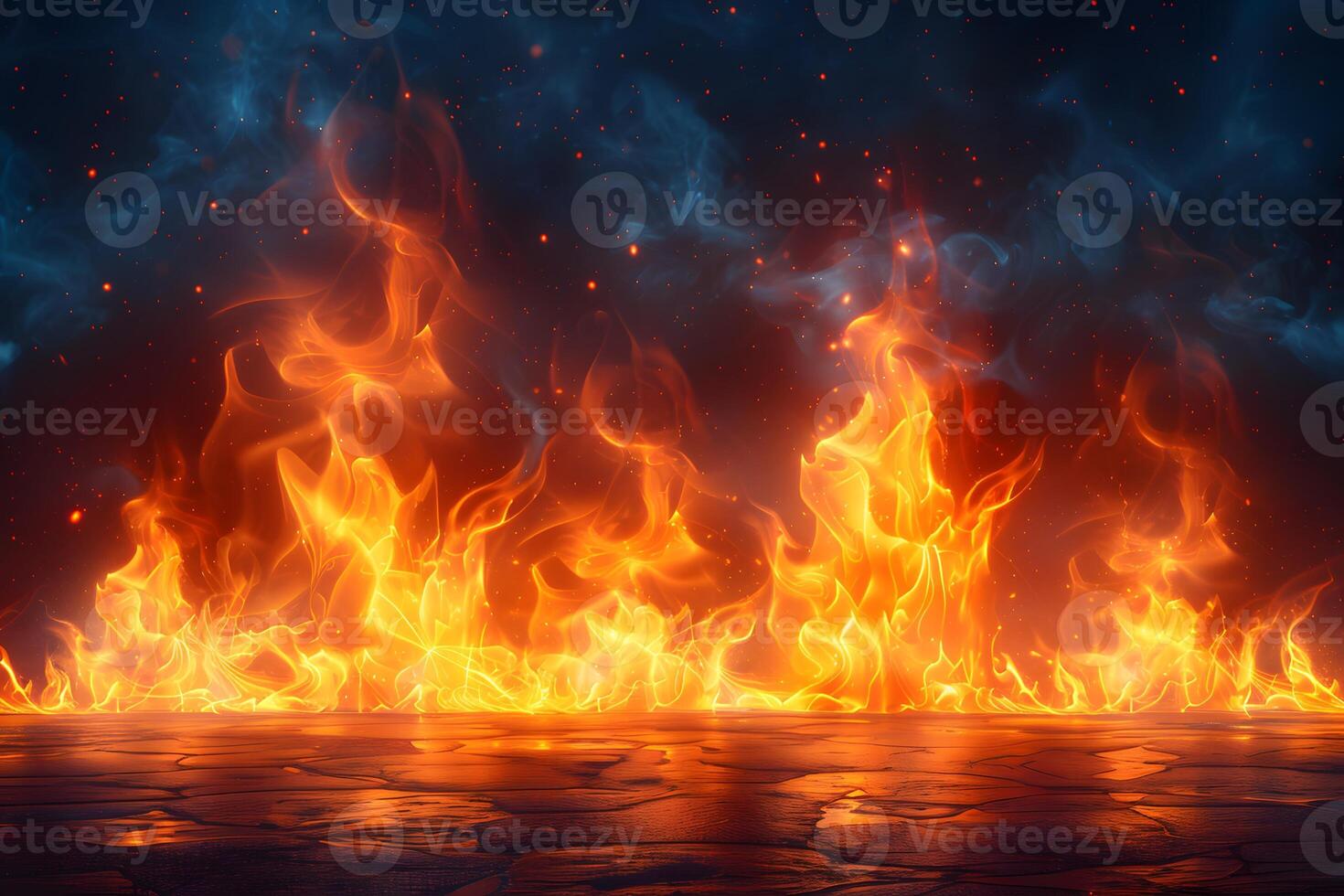 Fiery Inferno on Crackled Surface with Glowing Embers - Perfect for Background, Poster, or Graphic Design photo