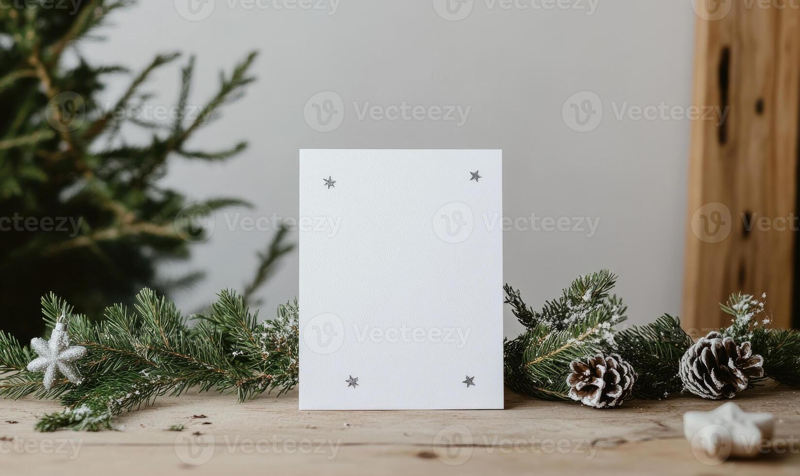 A white card with a star photo