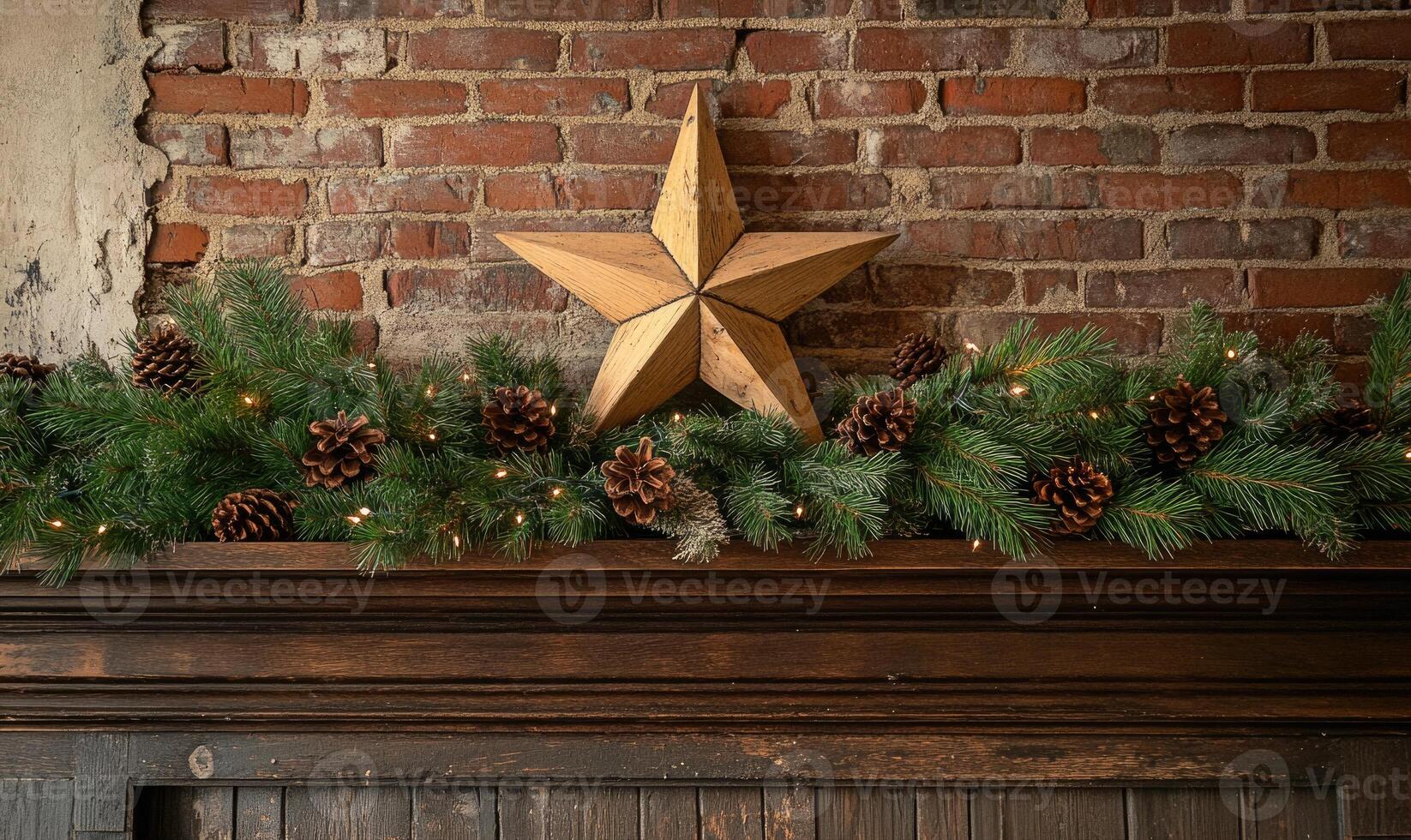 A star is on top of a mantle photo