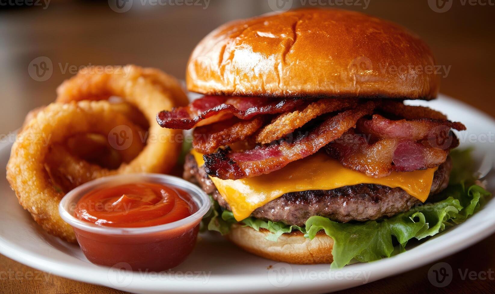 A burger with bacon photo