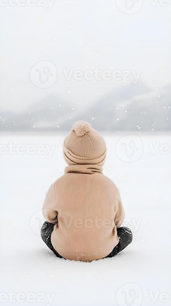 A person sitting in the snow with a hat on photo