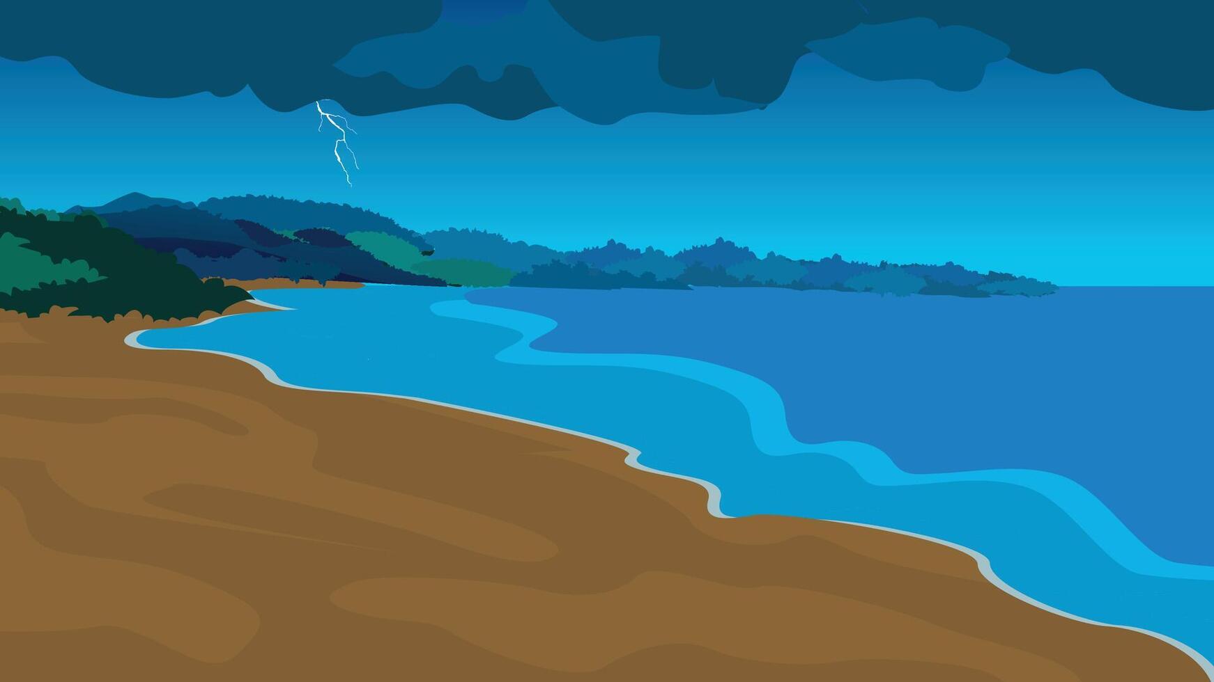 2d village river night background vector